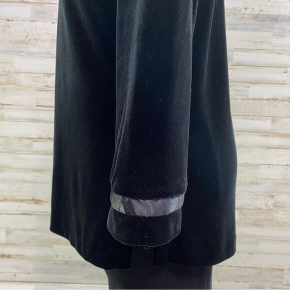 Oscar De La Renta Pink Label Velvet Top Womens Size S Satin Trim Black Slit Side - Picture 6 of 13